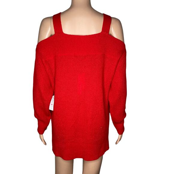 Sanctuary Sweater Womens XS Cold Shoulder Red New - Picture 3 of 14